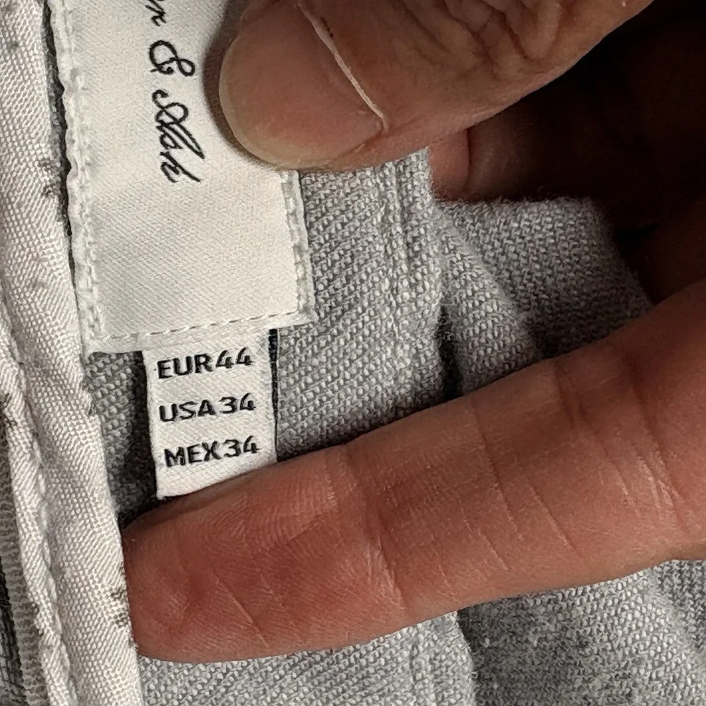 PORTER & ASH Men Linen Blend Pants Sz 34 Gray Coastal Beach Preppy Resort 8a-4